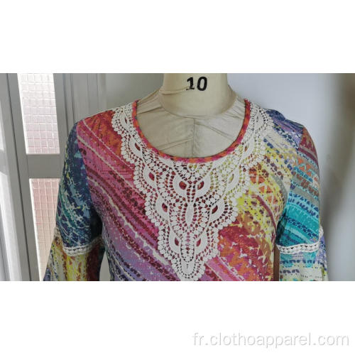 Blouse en dentelle imprimée couleur pour dames